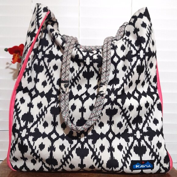 Kavu expandable Market Bag Black White Pink - Picture 1 of 9